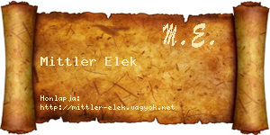 Mittler Elek névjegykártya